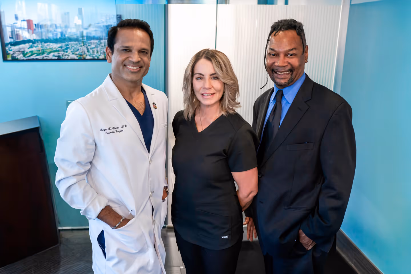 Medical team posing in clinical setting